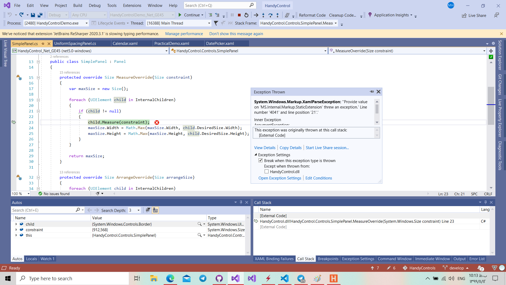 SimplePanel issue StaticExtension value cannot be resolved to an ...