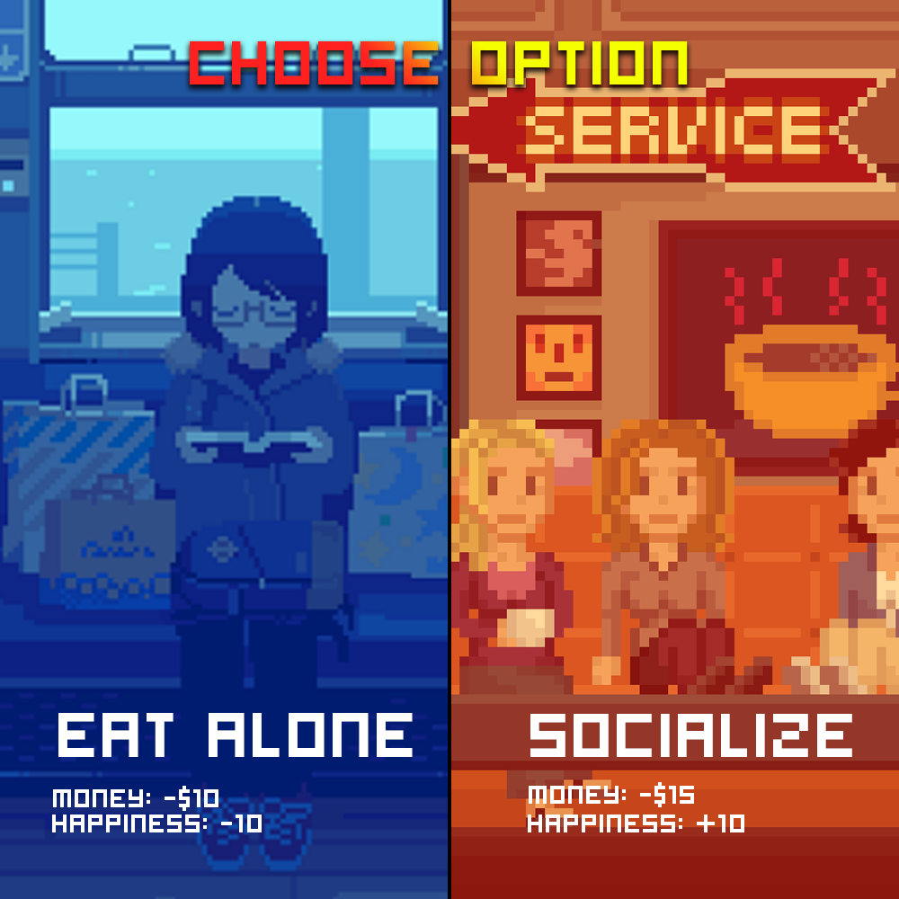 School Life Sims screenshot: dialogue option screen
