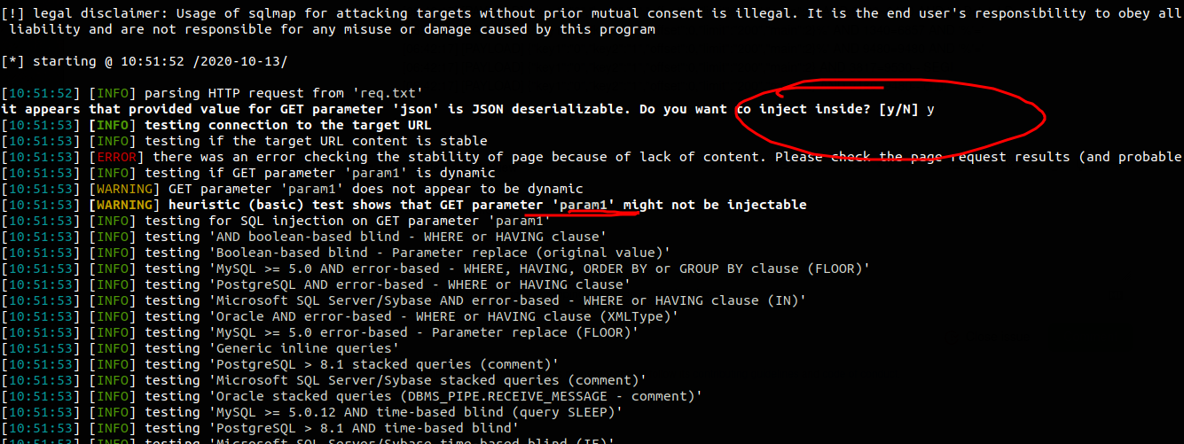 sqlmap is not considering object present in request , how to verify ...