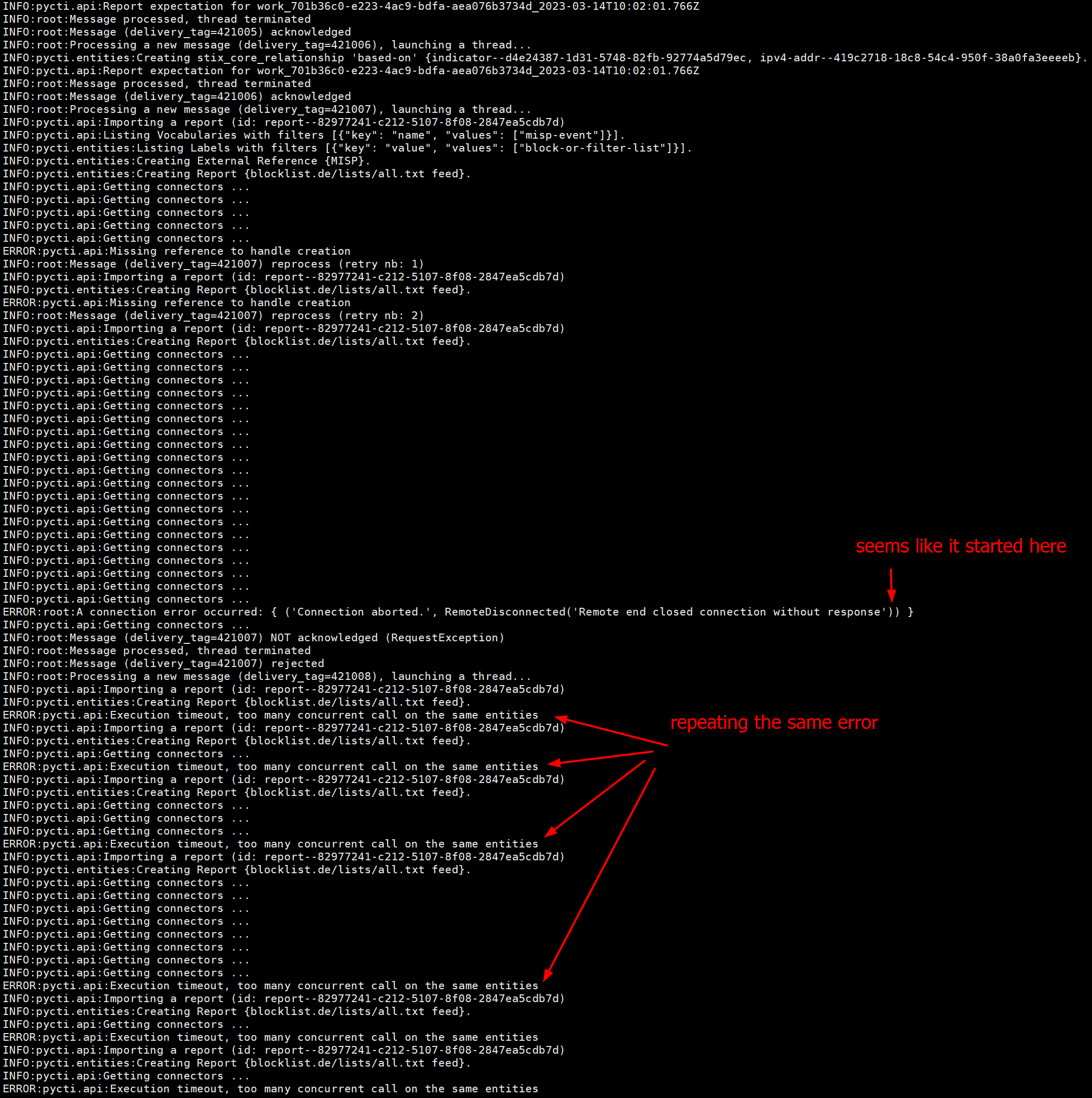 Too many concurrent call on the same entity issue 3019 opencti