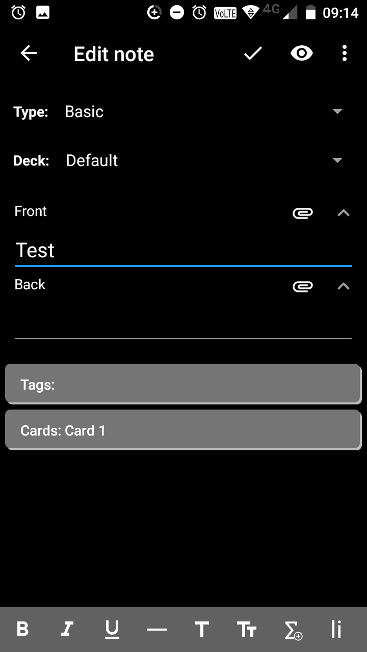 Higher contrast in the Tags and Cards options in the Note Editor (in