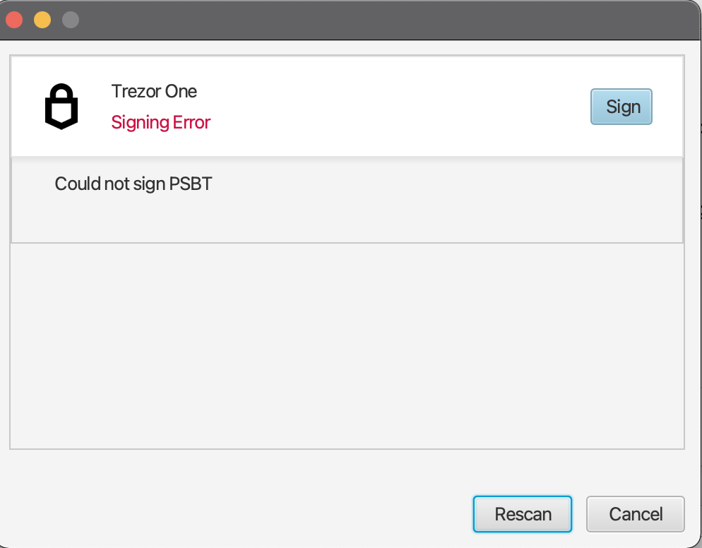 Signing error Could not sign PSBT · Issue 387 · sparrowwallet