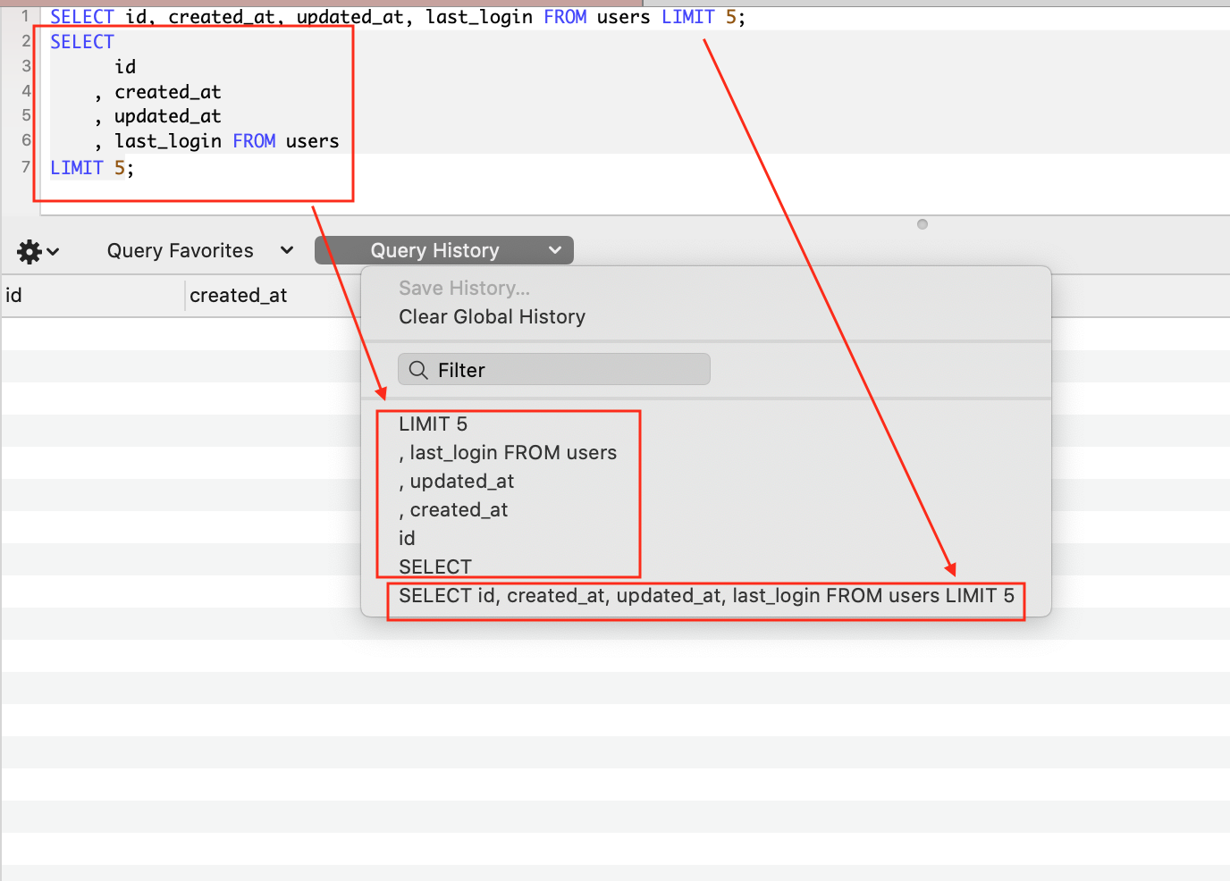 Multiple Line Queries Query History is saving