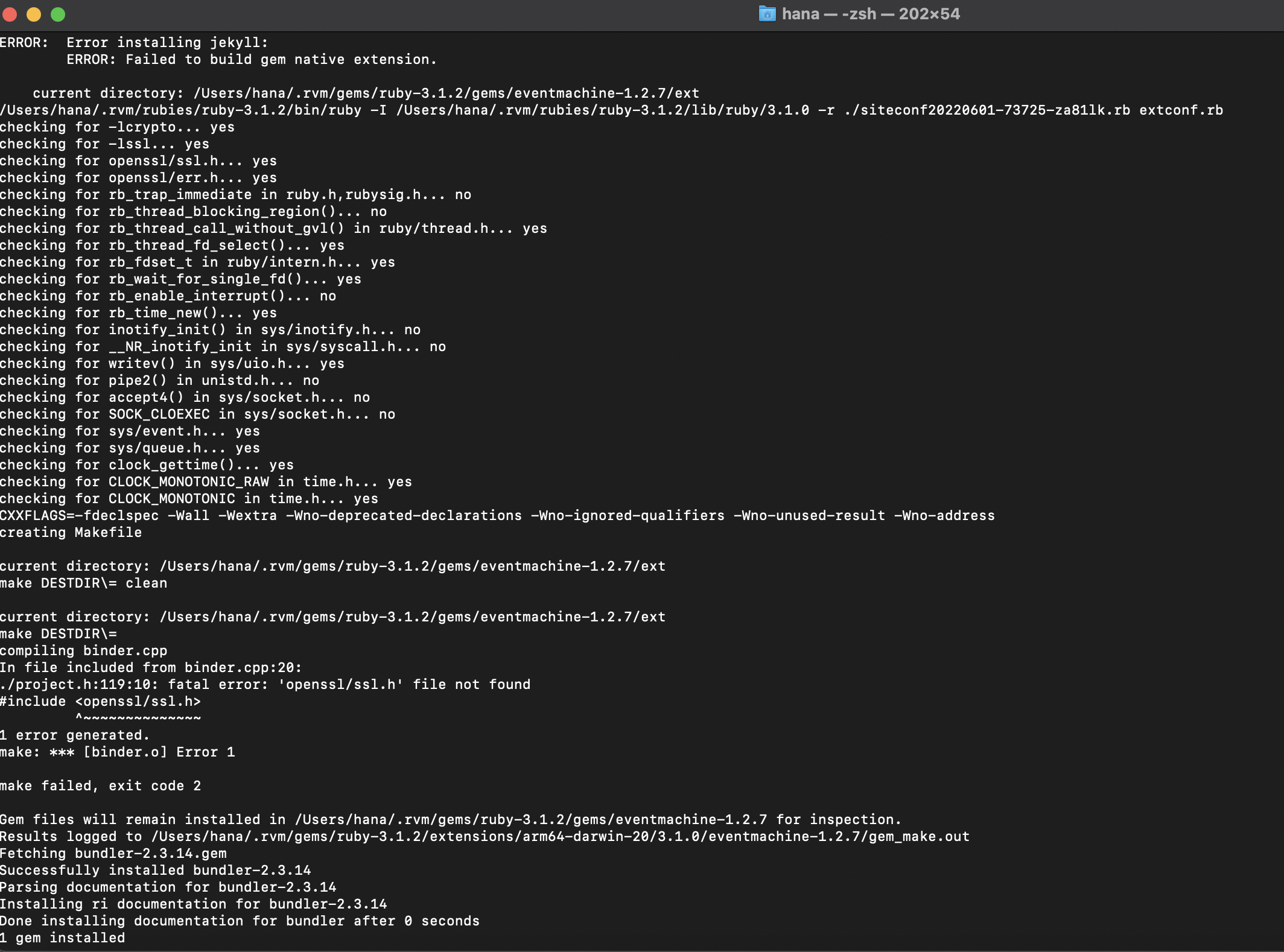 installing jekyll 에러메시지
