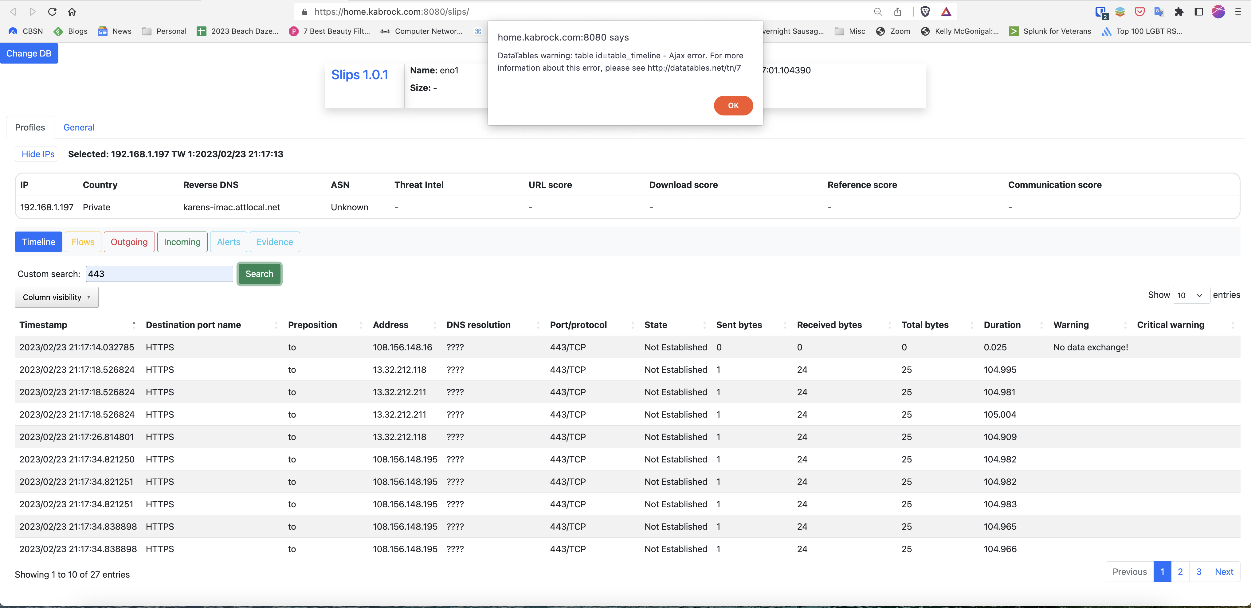 Search failing in web interface SLIPS v1.0.1 · Issue 227