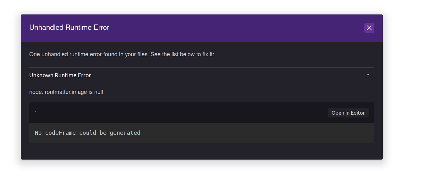 Bug | Error to display a post in the blog · Issue #1265 · cobuildlab ...
