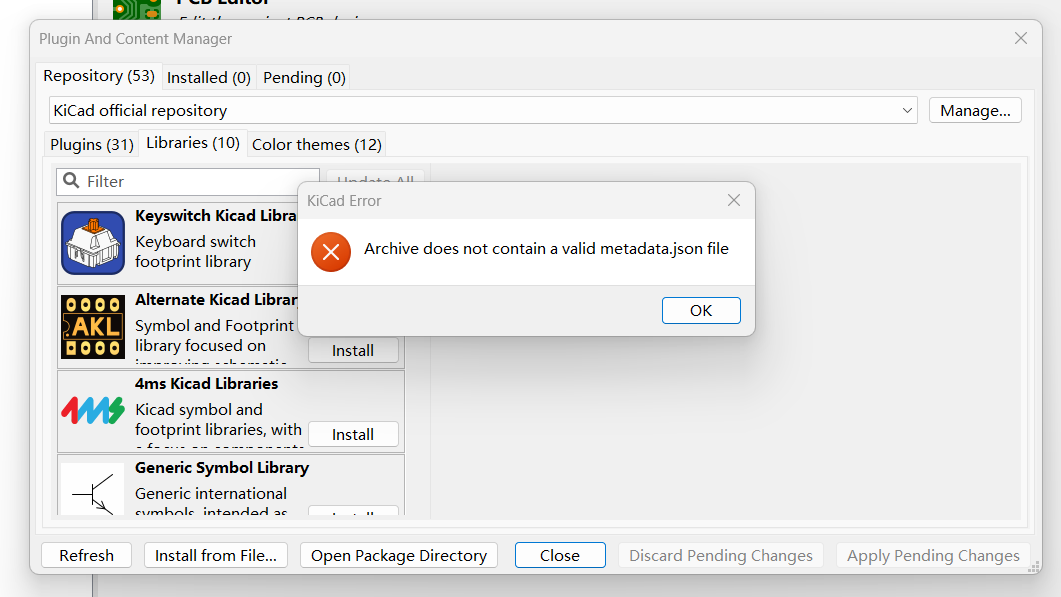 Archive does not contain a valid metadata.json file · Issue 112