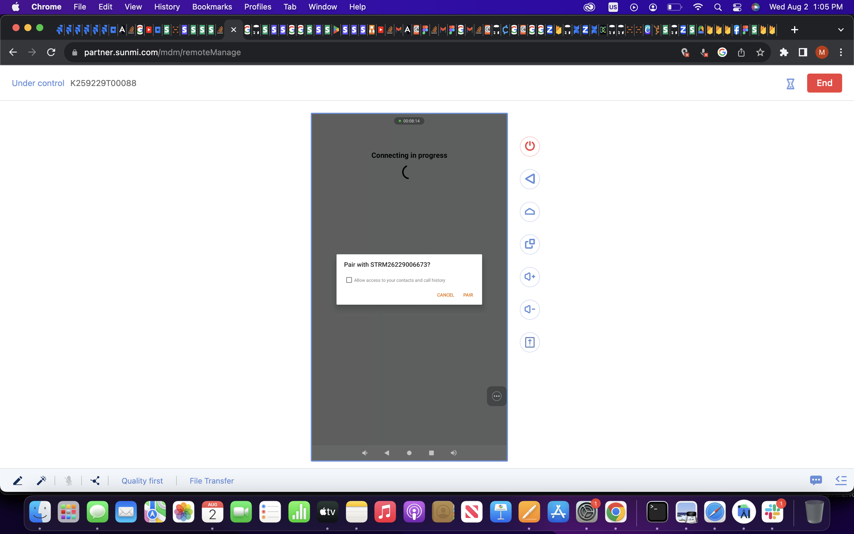 Bluetooth connection fail device pop up pairing message to allow the