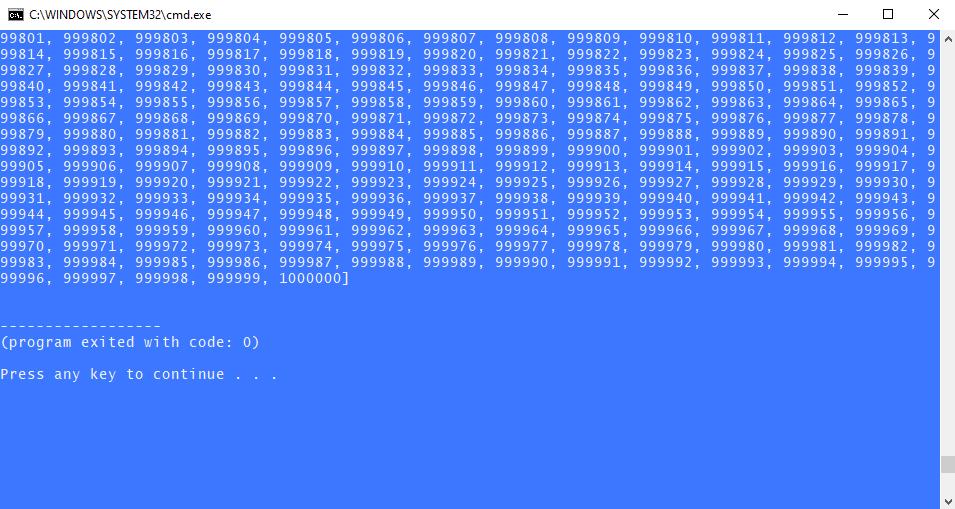 vscode: external terminal (Command Prompt) outputs only 2,638 elements ...