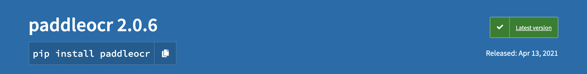 是不是把最新版的paddleocr发布到pip上？ · Issue #3064 · PaddlePaddle/PaddleOCR · GitHub