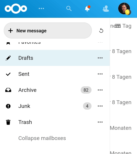 Mail menu not closing on clicking folder