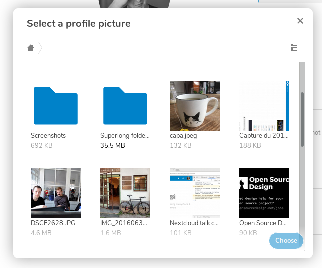 file picker grid view before