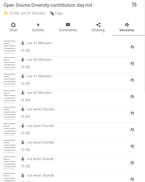activity versions shows more