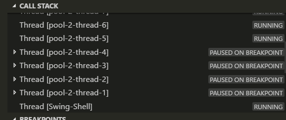 resume all pausing threads issue 488 redhat developer vscode