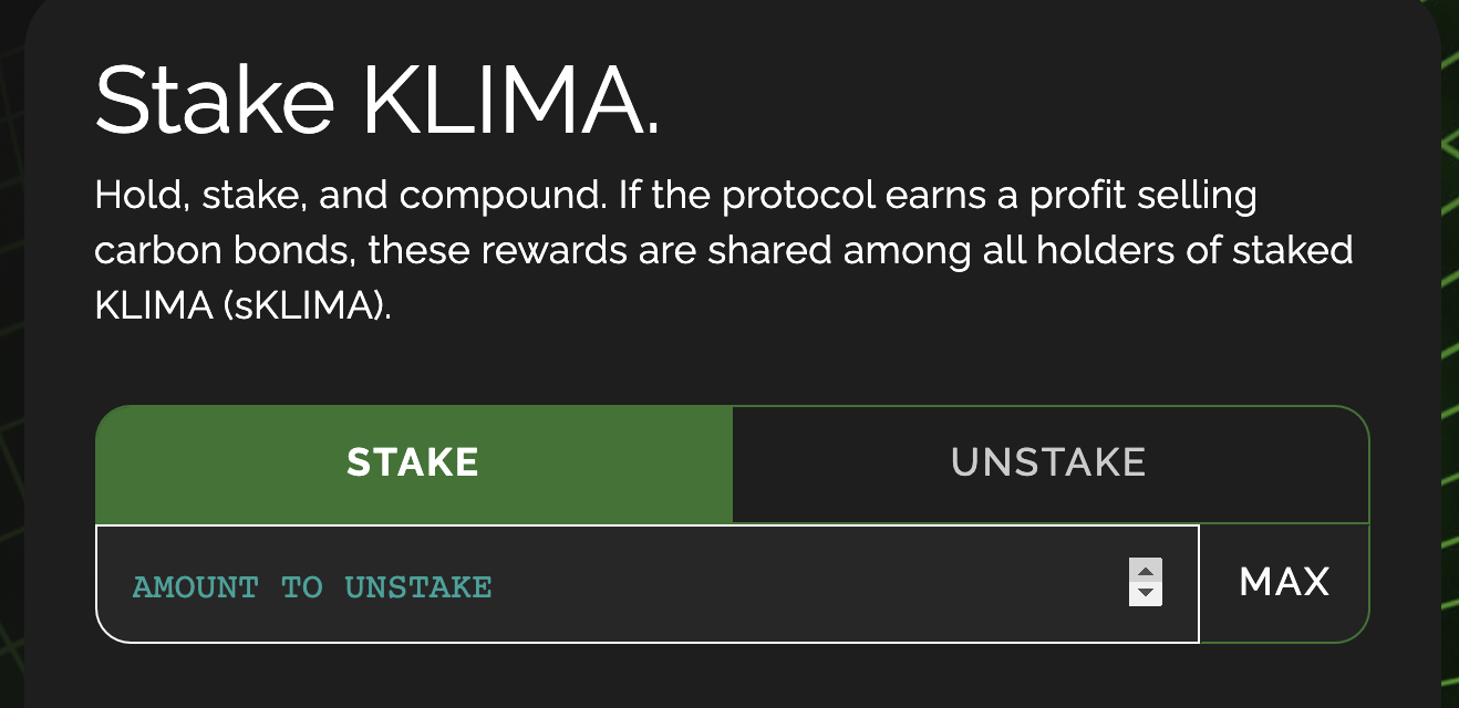 Fix staking input placeholder · Issue 103 · KlimaDAO/klimadao · GitHub