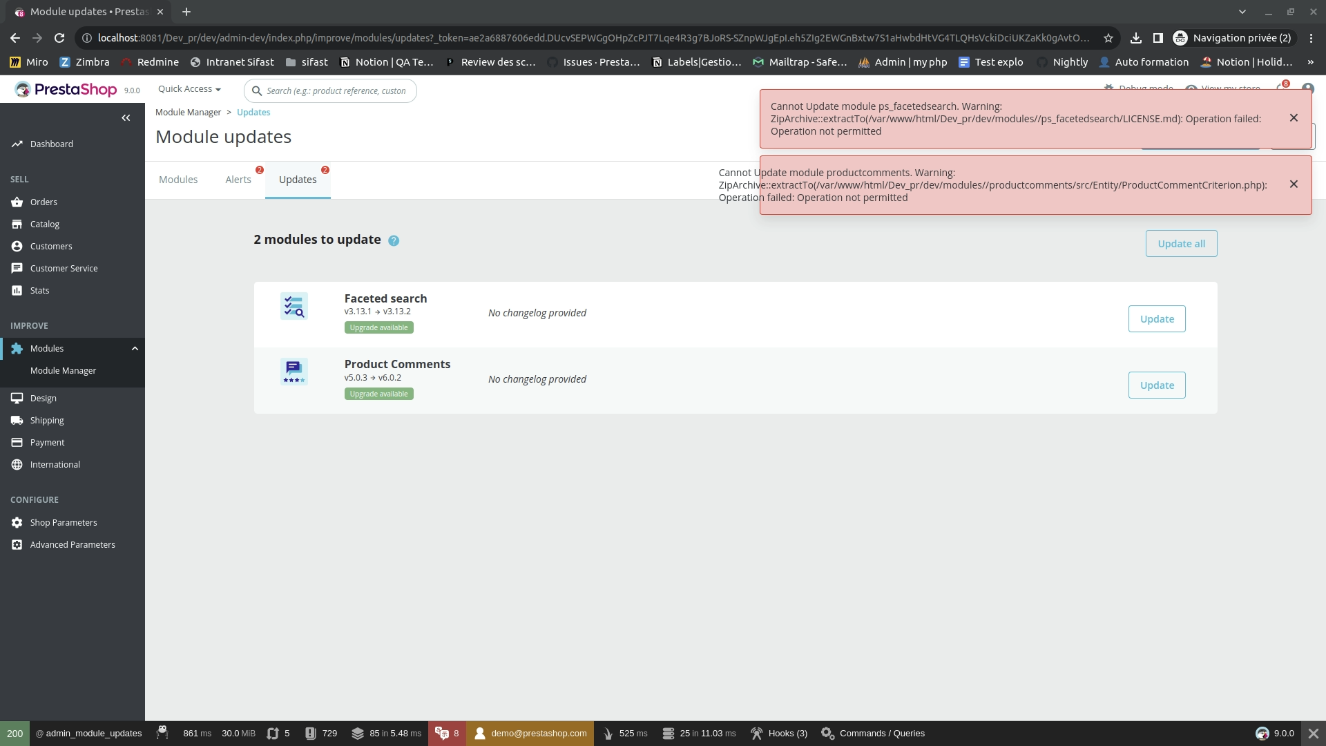 BO Error while Upgrading some modules · Issue 34022 ·
