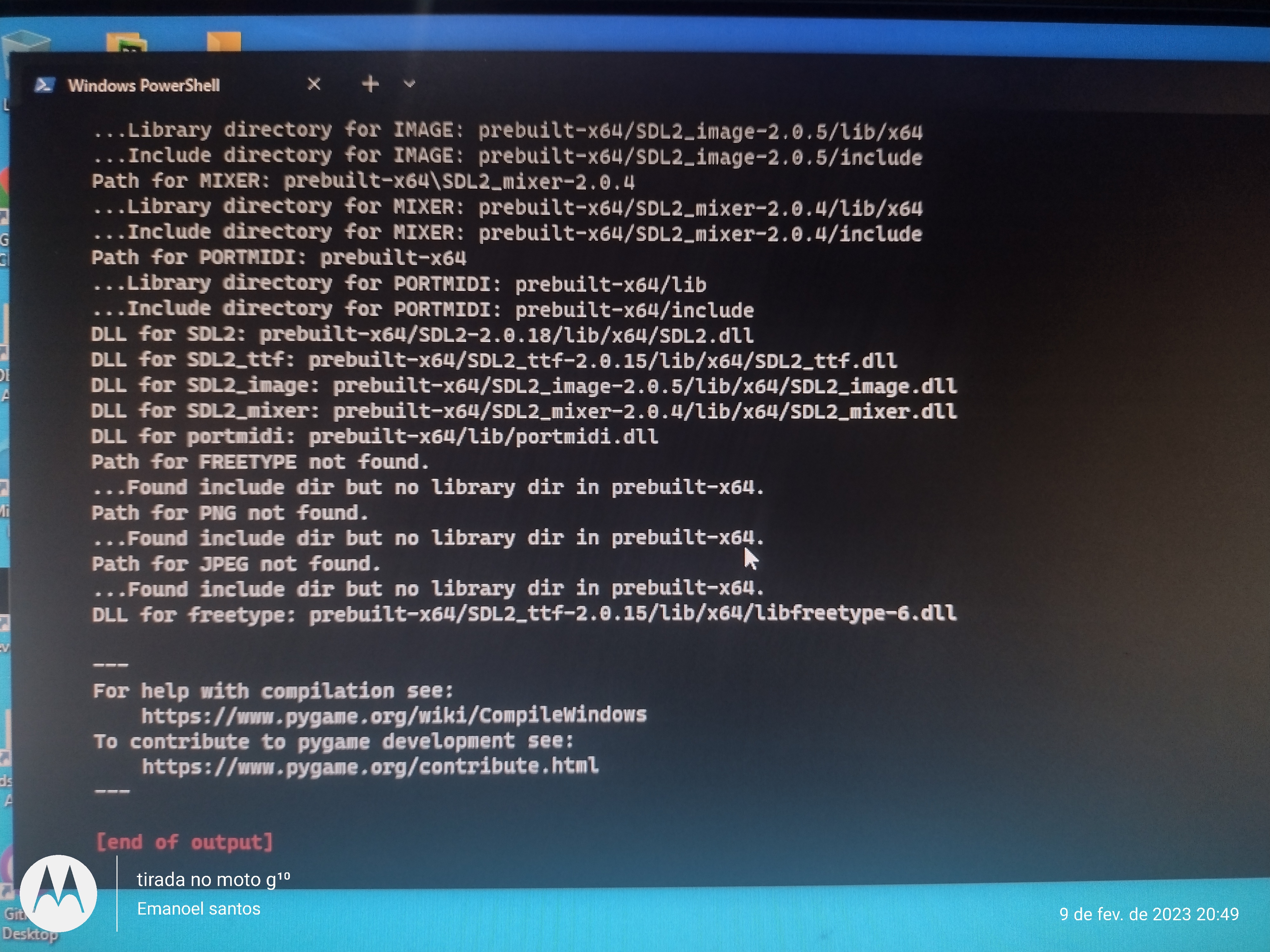 python pygame help error message Whenever I try to install it, I get this error, could you help me to ...