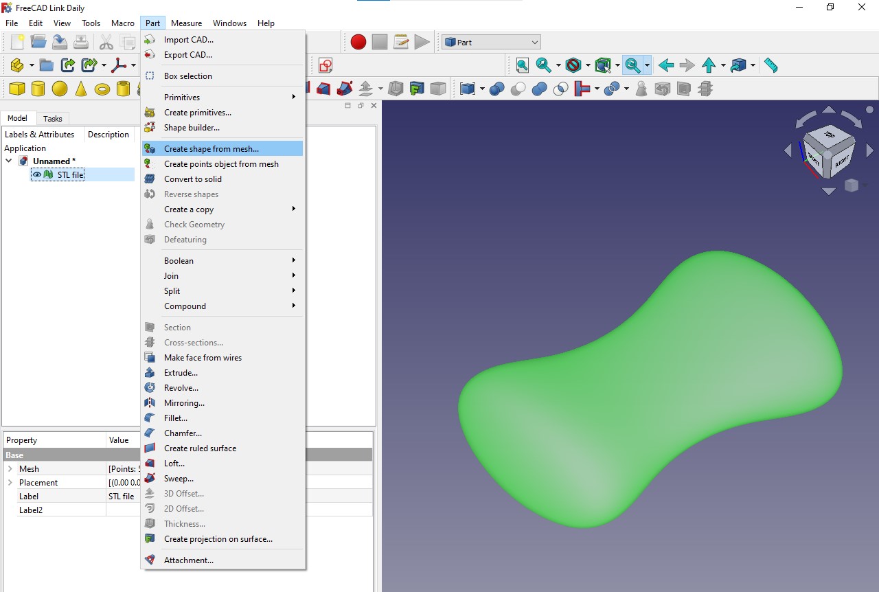 Part Workbench Create Shape from mesh _ Not Responding error · Issue