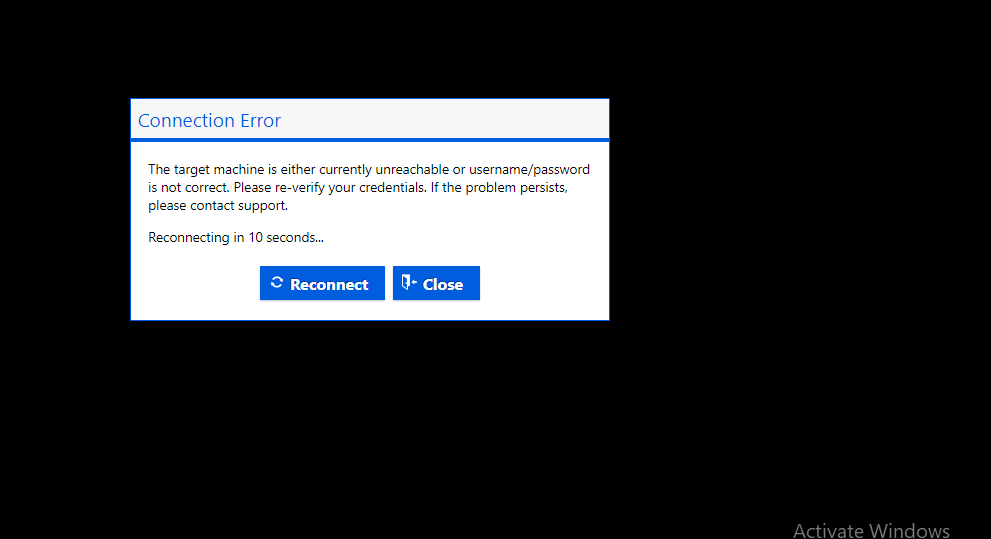 Virtual Machine Connection Error Bastion Target machine is