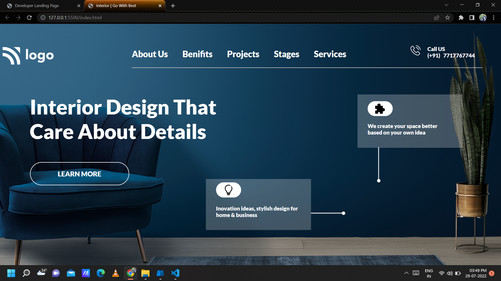 GitHub - VidyaSagarMehar/live-project-10-Interior: 10th live project on ...