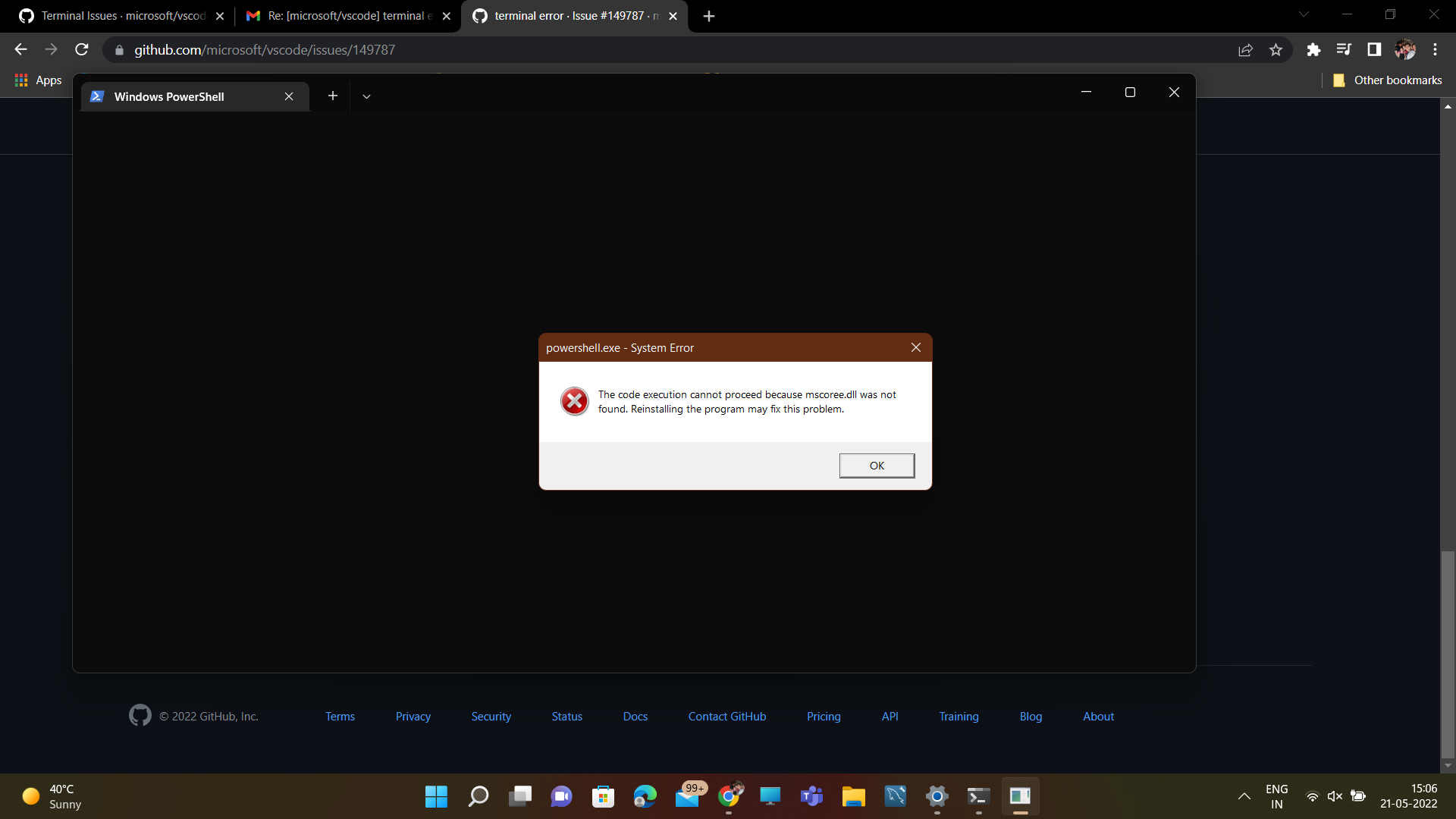 terminal error · Issue #149787 · microsoft/vscode · GitHub