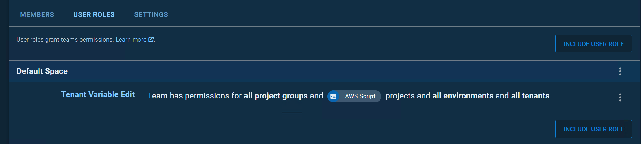 Users cannot edit any tenant project variables unless they have access ...