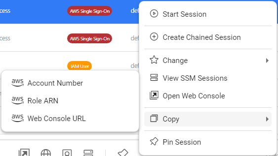 AWS IAM User is missing "Open Web Console" and "Copy" context menu ...