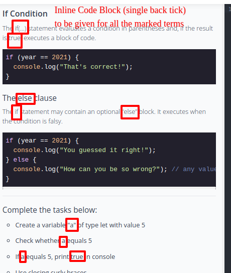 Content changes and Inline code block of JS Course -- Chapter 6, 7 and ...