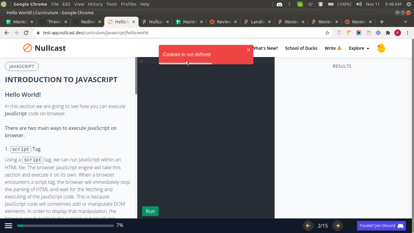 Curriculum page When user clicks on Page number redirecton arrows