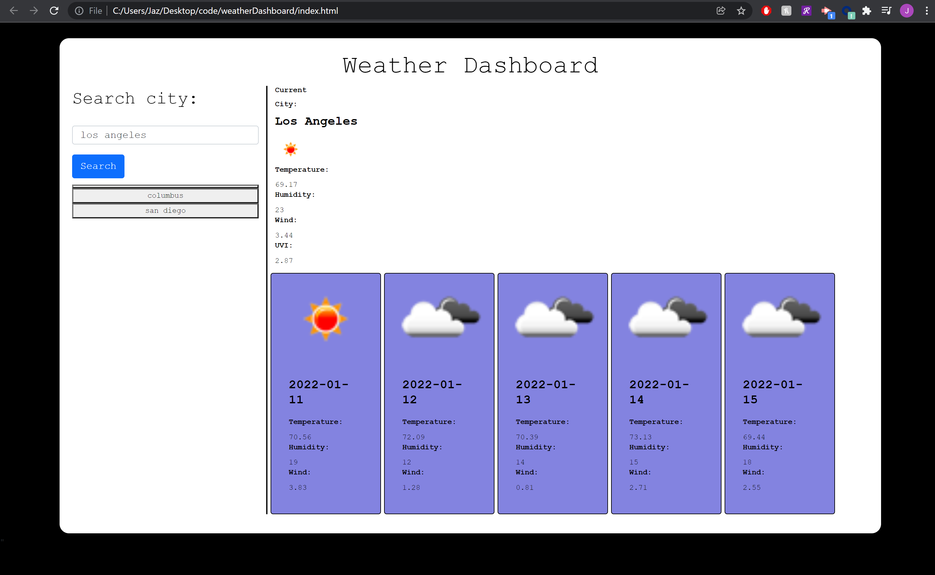GitHub - jazminejose/weatherDashboard