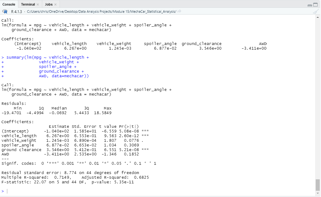 GitHub - HartChrisT/MechaCar_Statistical_Analysis: Used R programing ...