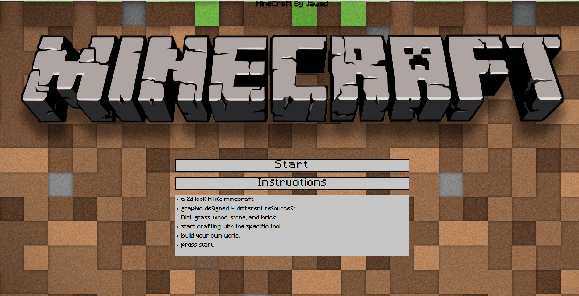 GitHub - LOCO185/Minecraft-Game: Minecraft-Game 2d