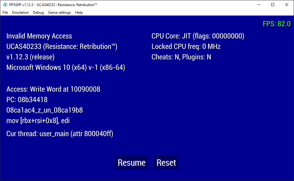 Resistance Retribution Crashing · Issue #15246 · hrydgard/ppsspp · GitHub