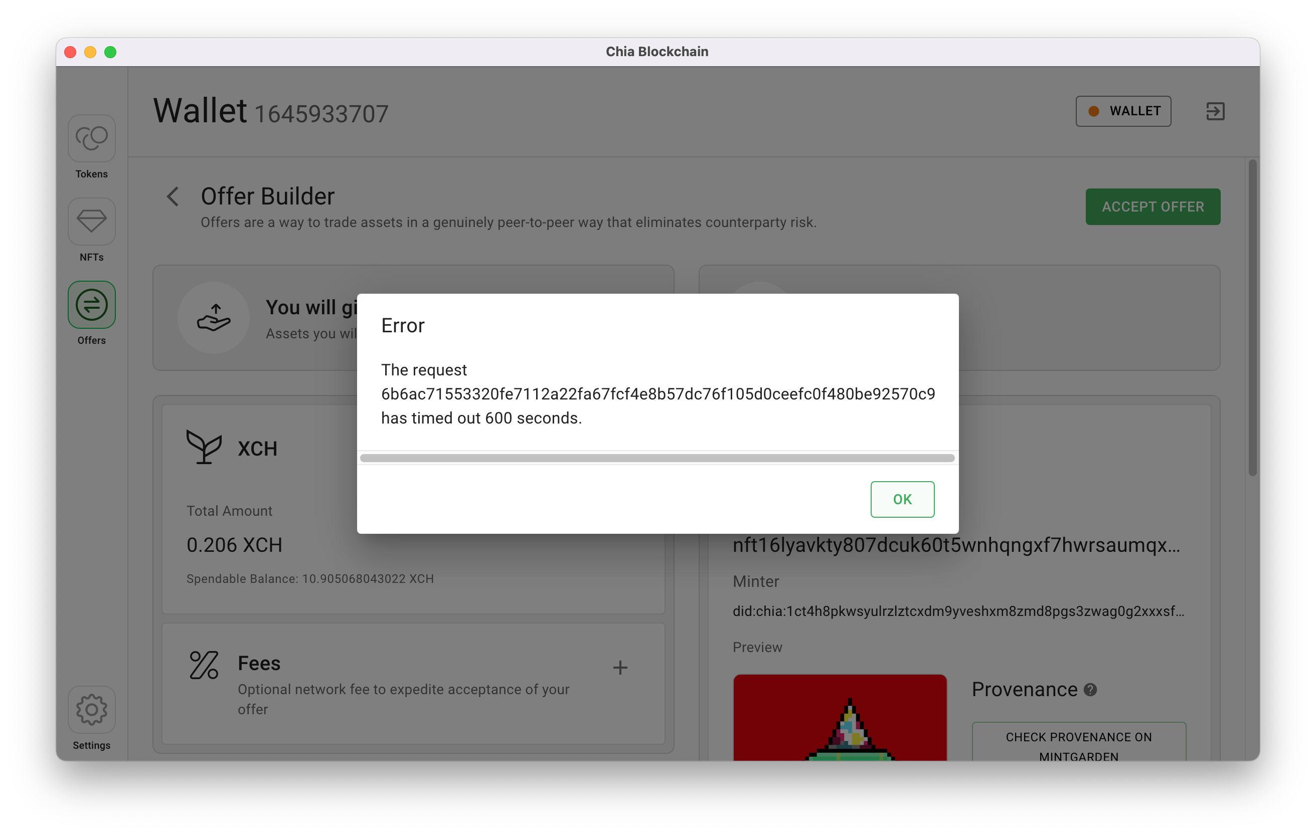 [Bug] GUI doesn't show error when accepting an offer before the
