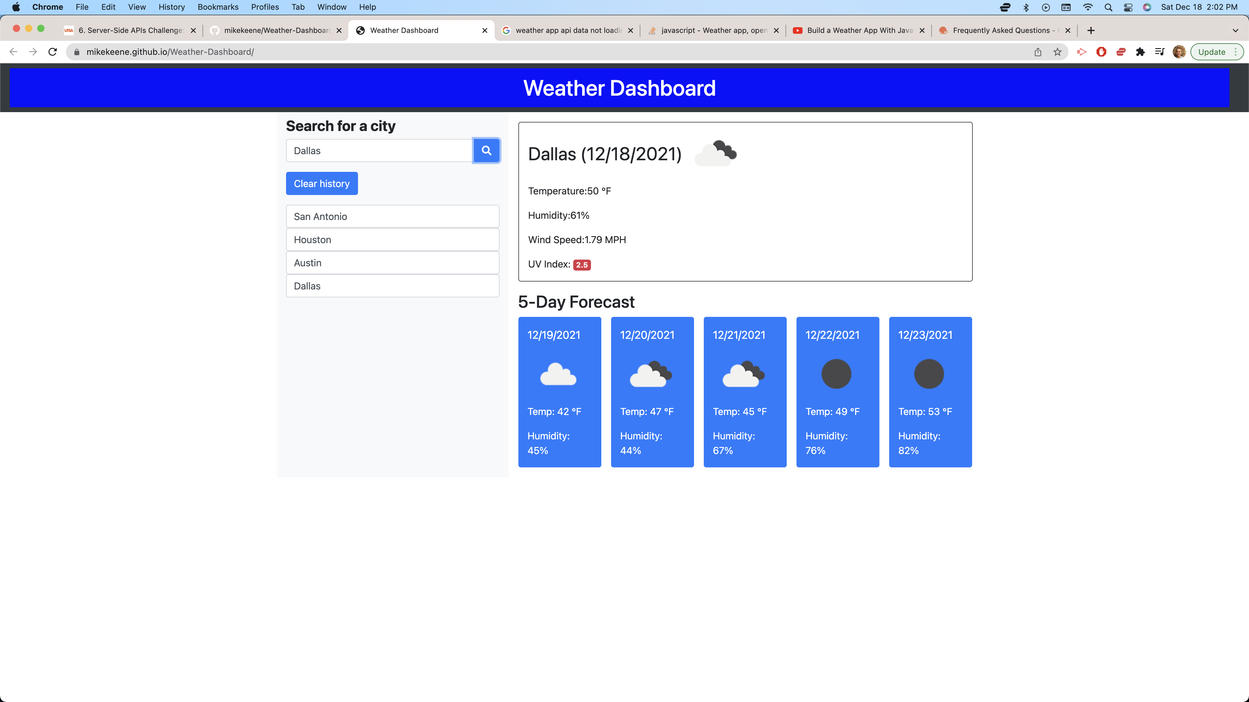 GitHub - mikekeene/Weather-Dashboard: A weather dashboard for checking ...