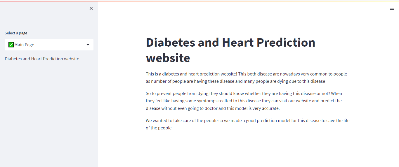 GitHub - shahzeel26/Disease-prediction: Diabetes and heart disease are ...