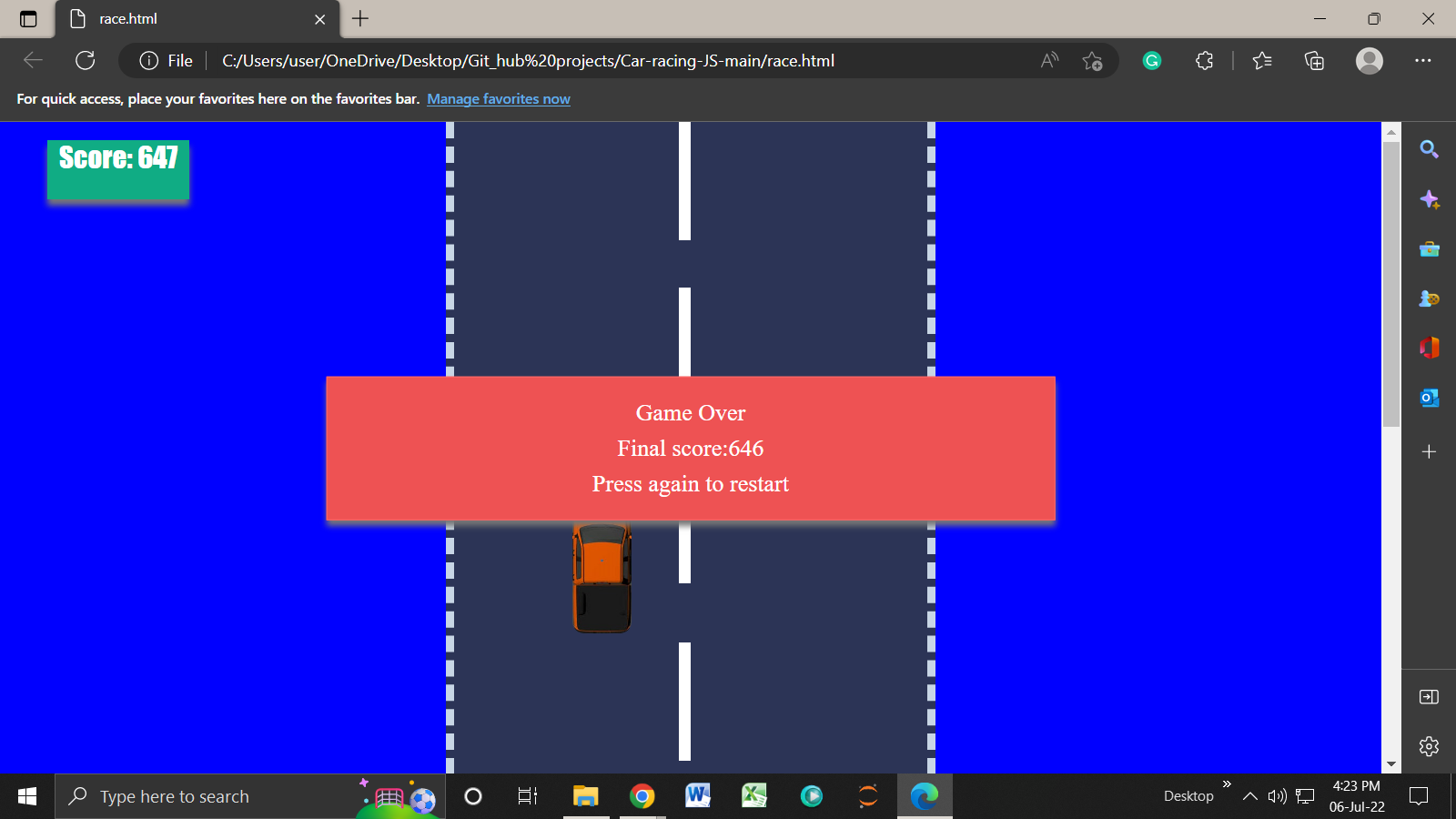 GitHub - Surya2Developer/Car-race: Car race game is a simple project ...