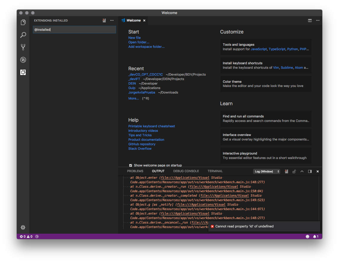 Can't see installed extensiones · Issue #47200 · microsoft/vscode · GitHub