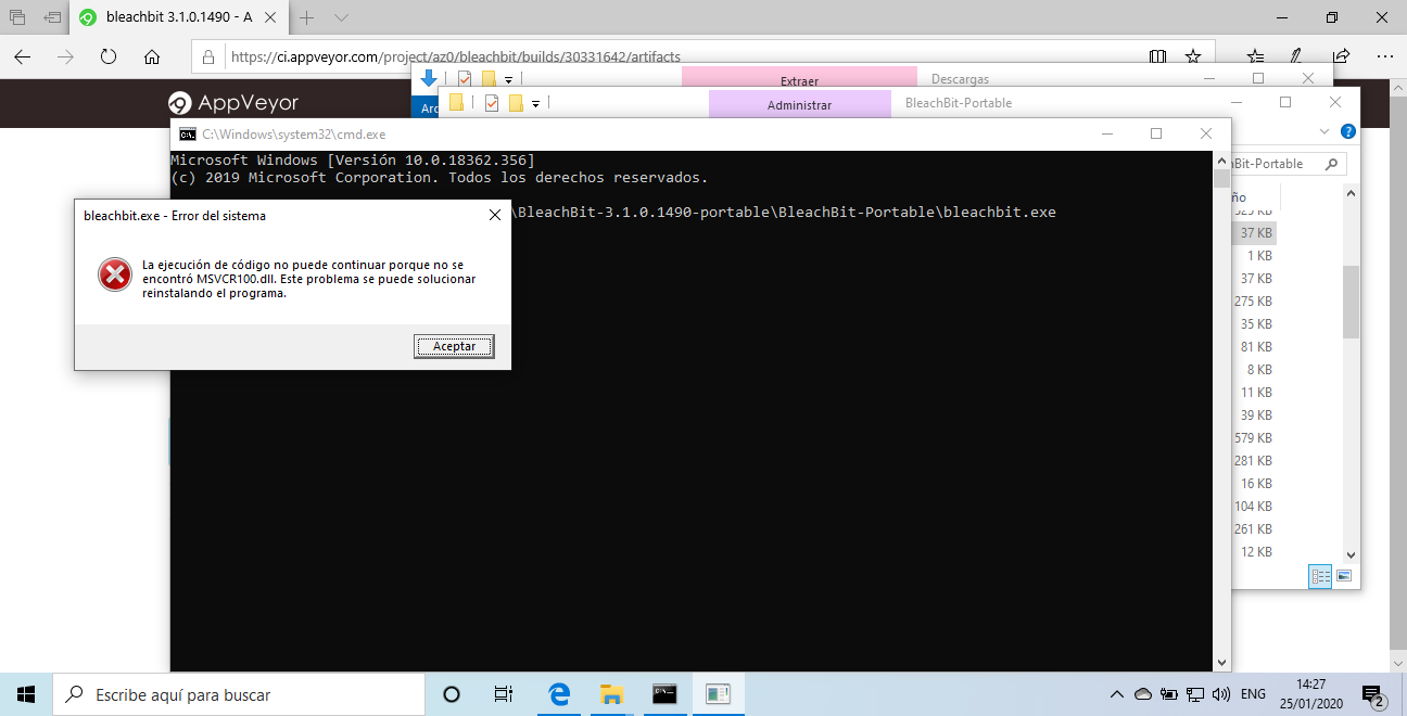 MSVCR100.dll error with build 1490 (Python 3) · Issue 758 · bleachbit