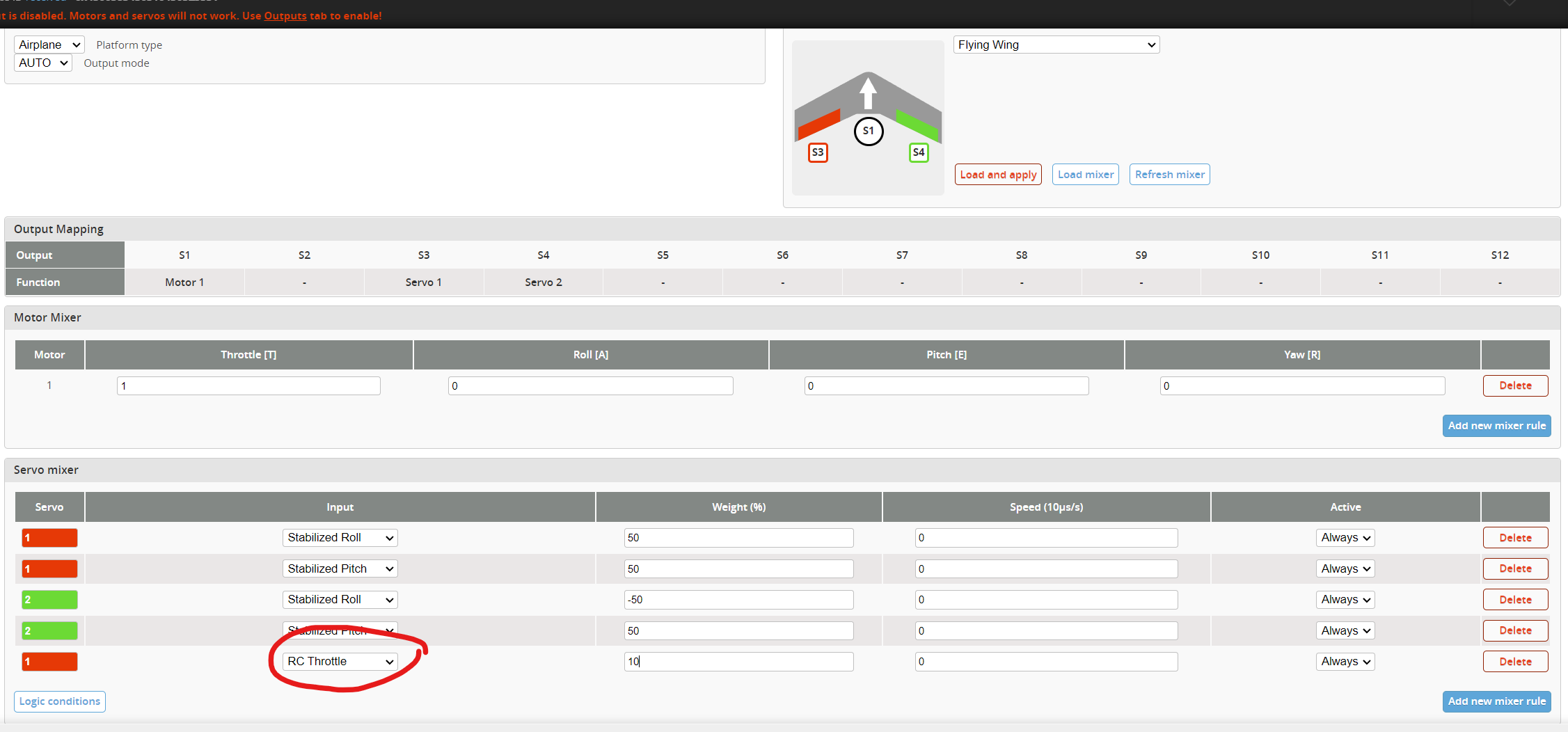 Servo mixes using RC throttle as input do not work as expected. · Issue