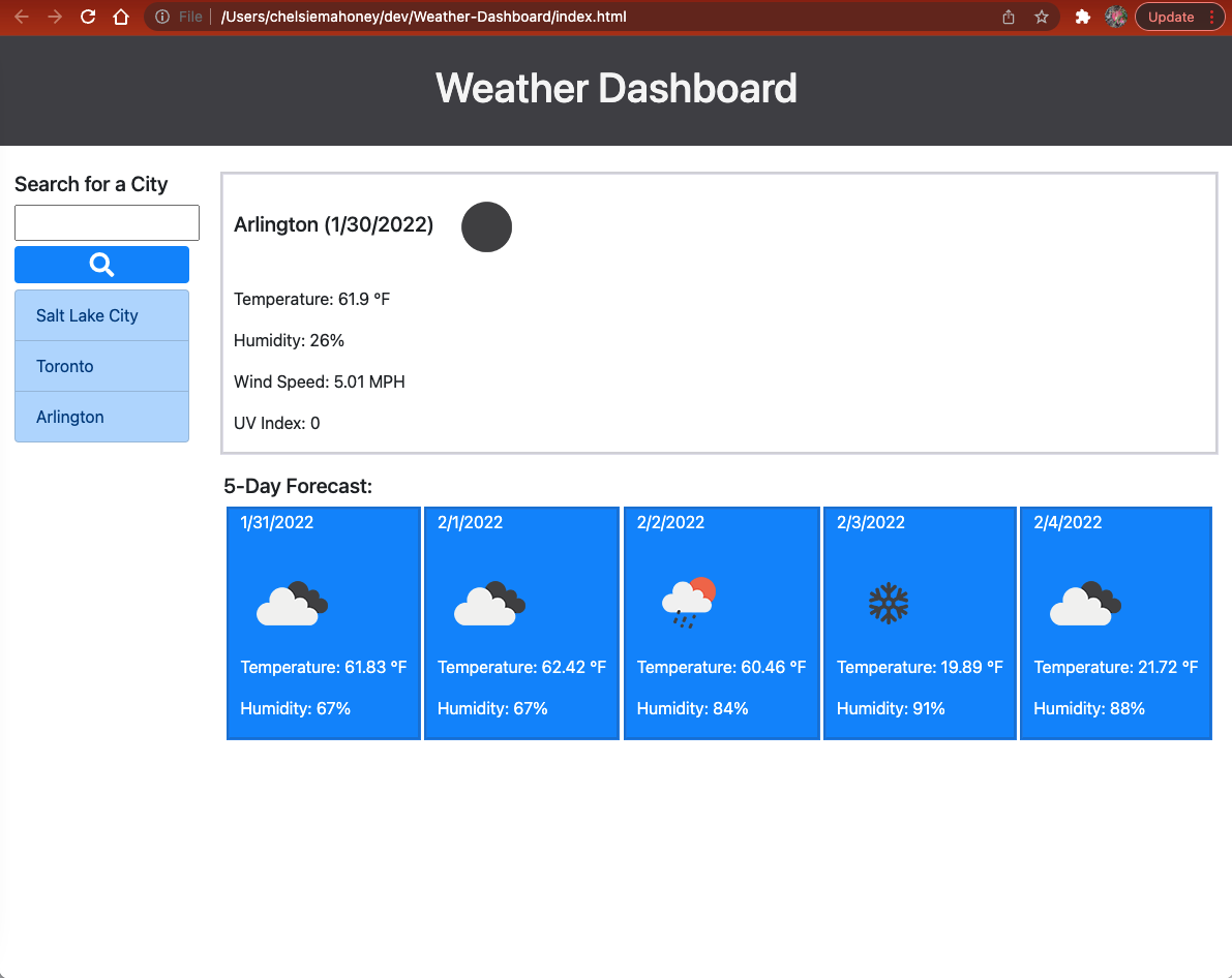 GitHub - CMahoney12/Weather-Dashboard · GitHub
