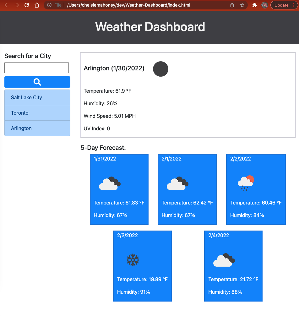 GitHub - CMahoney12/Weather-Dashboard · GitHub