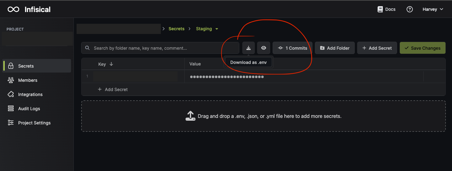  .env download button not working · Issue 698 · Infisical