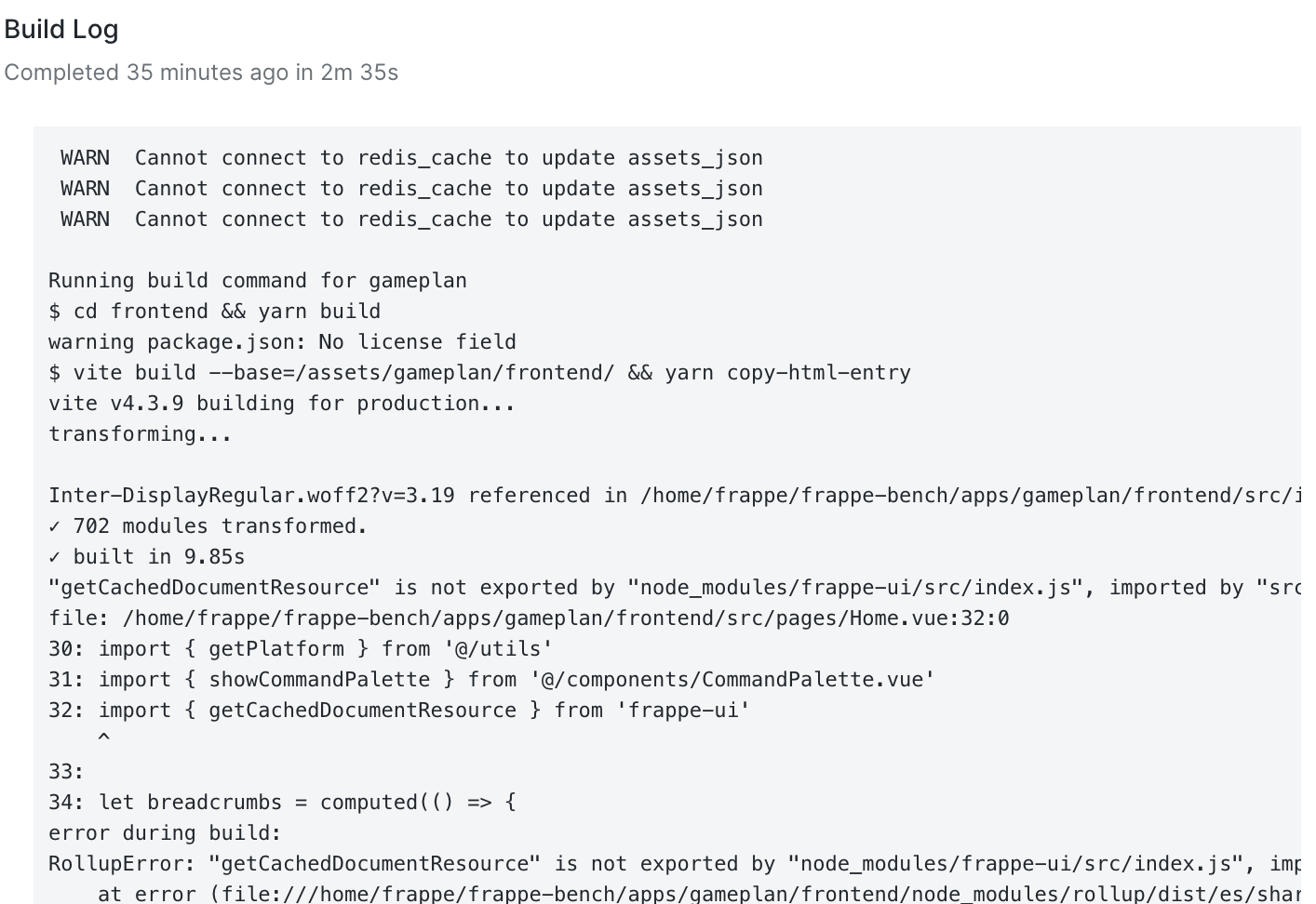 Error in `yarn build` should stop the deploy · Issue 874 · frappe