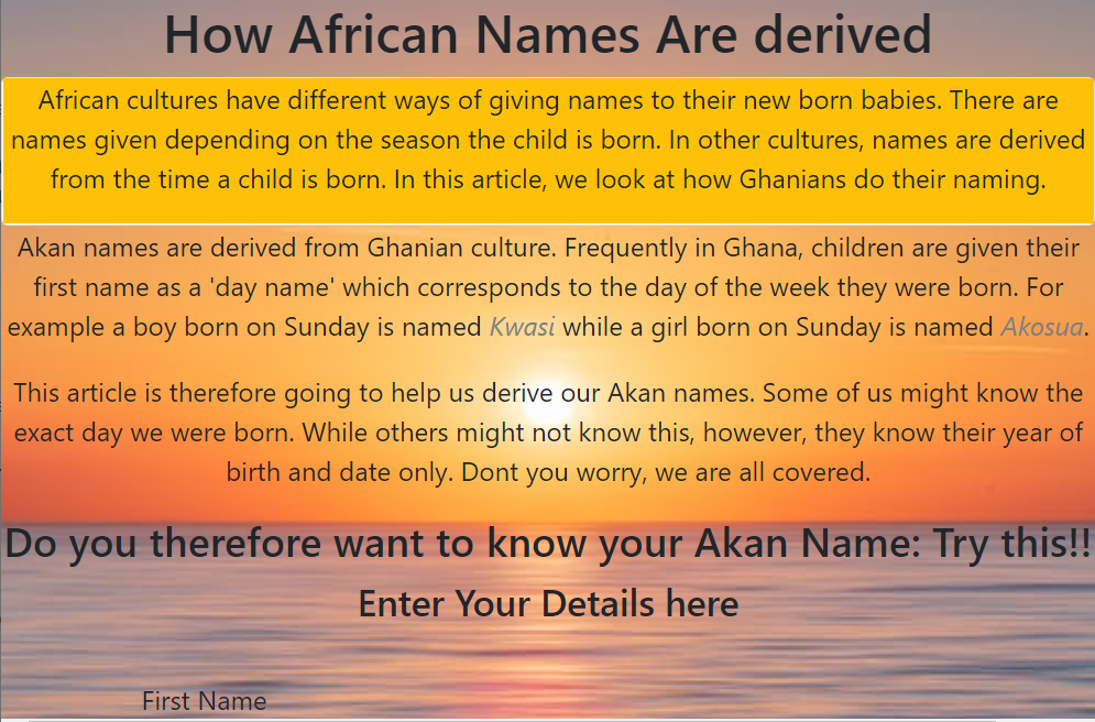 GitHub esiranjofu/AkanNames This article is going to show us how to derive Akan Names