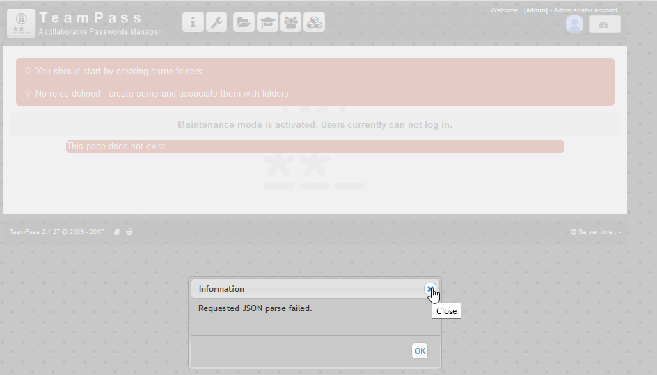 Maintenance mode - and after login - Request JSON parse error · Issue ...
