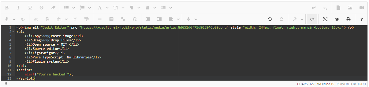 Implement protection against XSS attacks · Issue #888 · xdan/jodit · GitHub