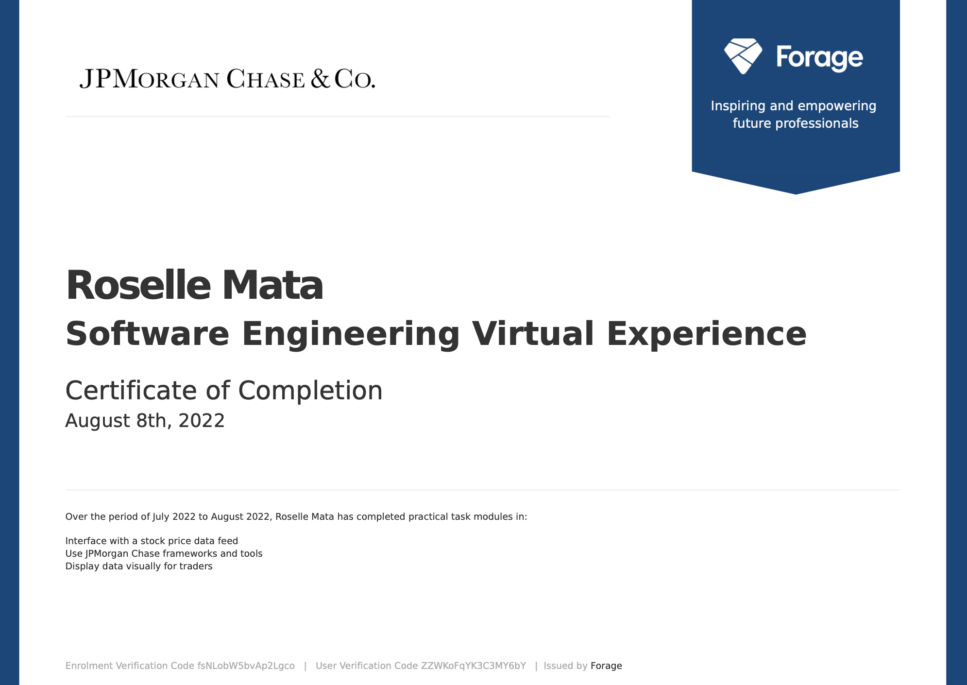 JPMORGAN CHASE CO SOFTWARE ENGINEERING VIRTUAL EXPERIENCE visual data 3