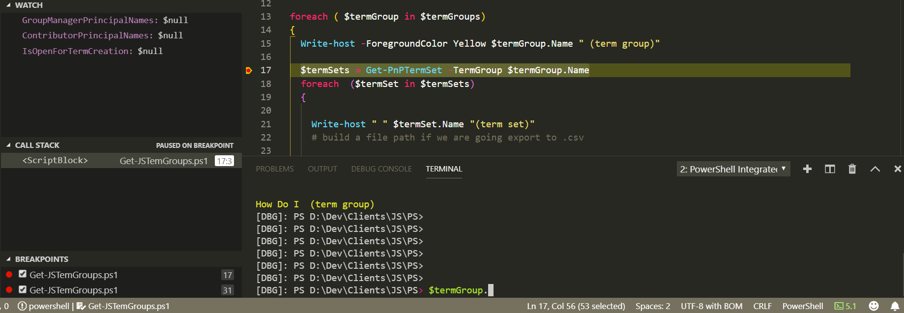 PS Integrated terminal but no Intellisense 2