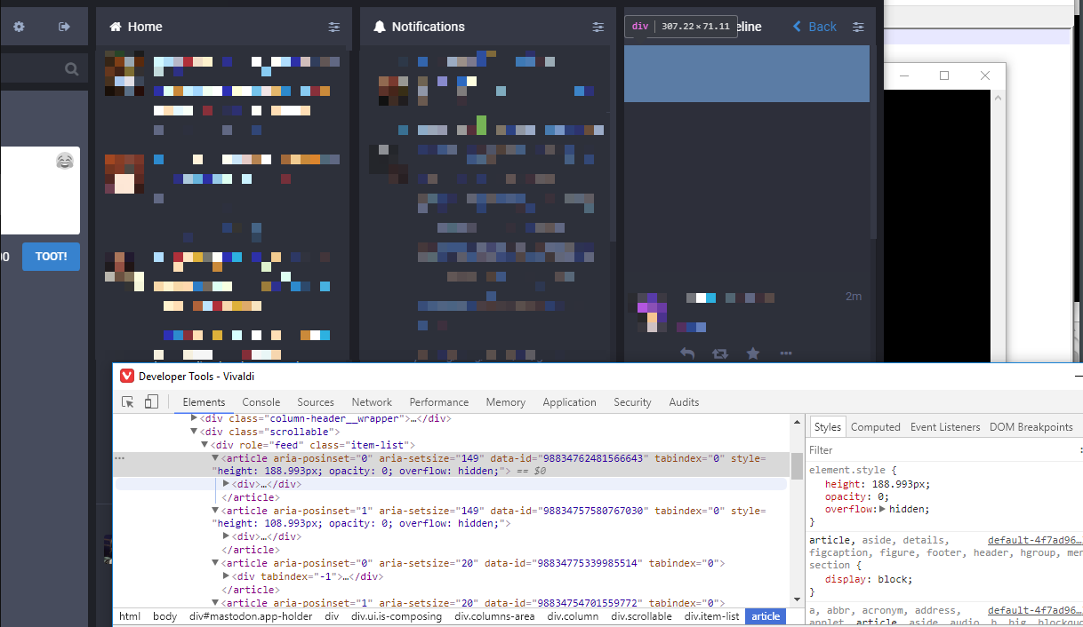 mastodon timeline hole inspector